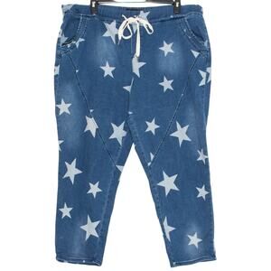 Ashley Stewart Womens Jeans Jegging Pull On Drawstring Stars Blue Size 24 EV